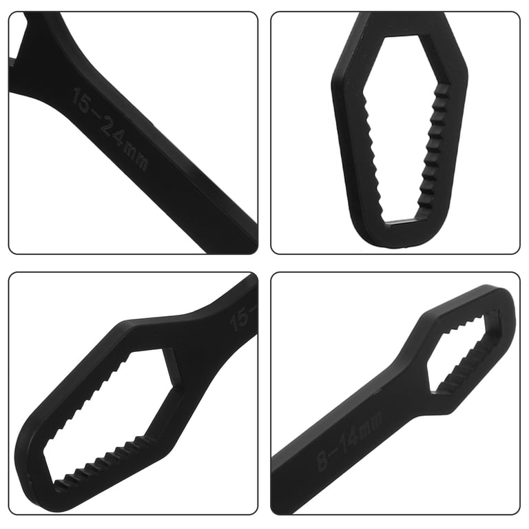 Universal Adjustable Double-Ended Wrench – Self-Adjusting 2-Piece Set, Covers 3mm–24mm Nuts, Chrome Vanadium Steel, Ergonomic Grip For Auto & DIY Repairs (Black)