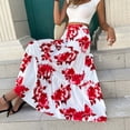 thumbnail image 2 of Gibobby mini faldas de mujer con estampado Floral bohemio de cintura alta para mujer de verano, faldas largas informales con columpio fluido para la playa(Rojo, XL), 2 of 5