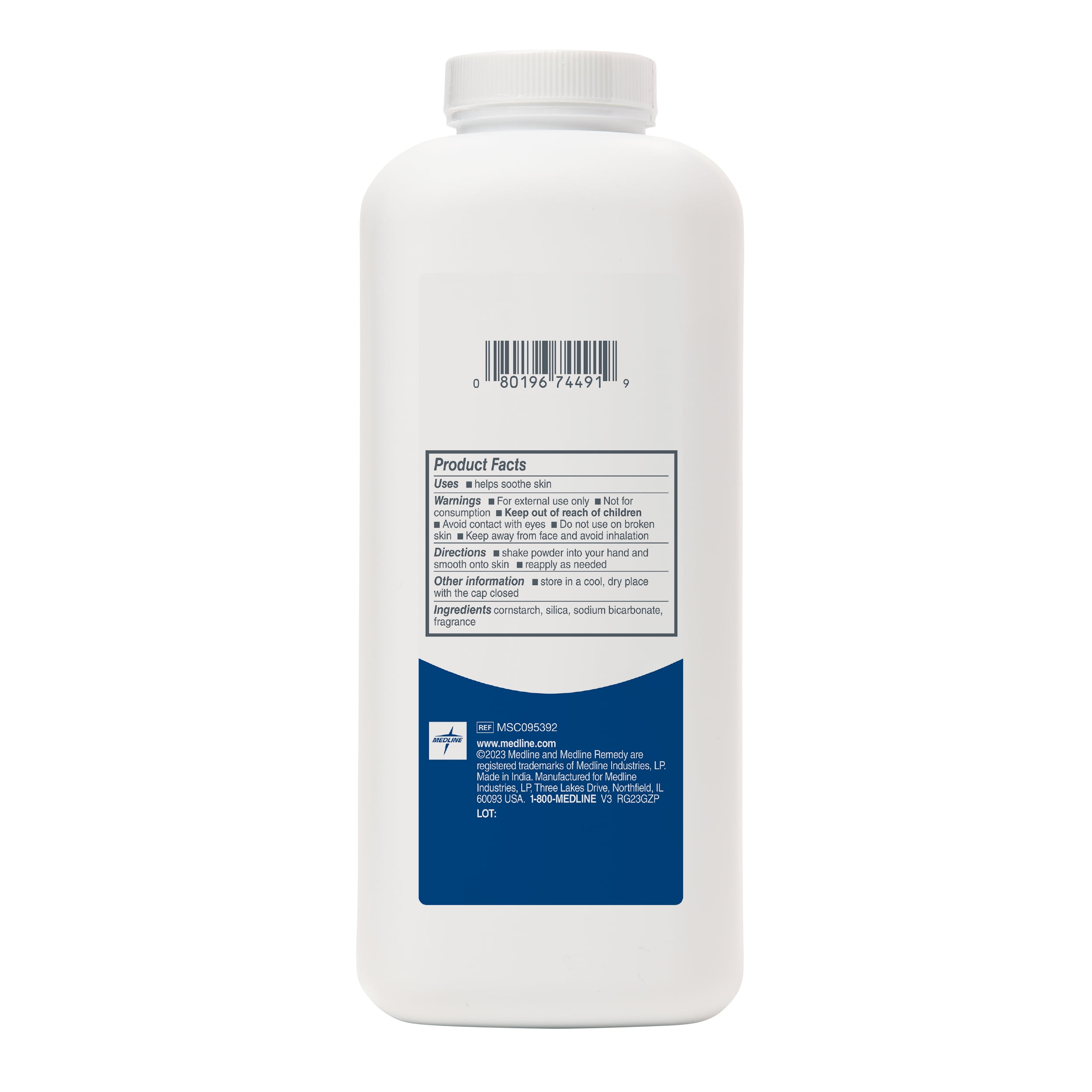 Medline Remedy Essentials Cornstarch Powder, Fresh Scent (14 oz Bottle), 12 Count, Talc Free, Absorbs Sweat, Soothes, Reduces Friction & Chafing