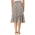 thumbnail image 3 of MODA NOVA Junior's Floral Fall Elastic Waist Ruffle High Low Hem Skirt, 3 of 6