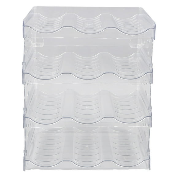 Transparent Water Bottle Organizer 4 Pack Stackable Plastic Water Bottle Cup Holder Detachable Kitchen Pantry Organization Storage Shelf for Cabinet