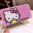 thumbnail image 3 of Monedero con cremallera de Sanrio Hello Kitty con diamantes de imitación y dibujos animados para mujer, bolso para teléfono, tarjetero y monedero de fiesta a la moda, 3 of 6