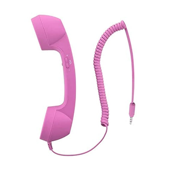YTYKINOY Retro 0.138 in Auricular de teléfono celular Receptor Micrófono Micrófono Altavoz para iPhone iPad Teléfonos móviles Teléfono móvil Smartphone (Rosa)