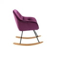 thumbnail image 3 of Velvet Rocking Chair, Modern Nursery Rocking Armchair with Metal Frame and Solid Wood Base, Comfy Upholstered Mid-Back Accent Glider Rocker Single Sofa Chair for Home Living Room Bedroom, Purple, 3 of 7
