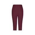 thumbnail image 4 of Capri Leggings for Women Tummy Control High Waisted Plus Size Summer Gym Workout Yoga Capris Pants Stretch Tights (Wine,M), 4 of 5