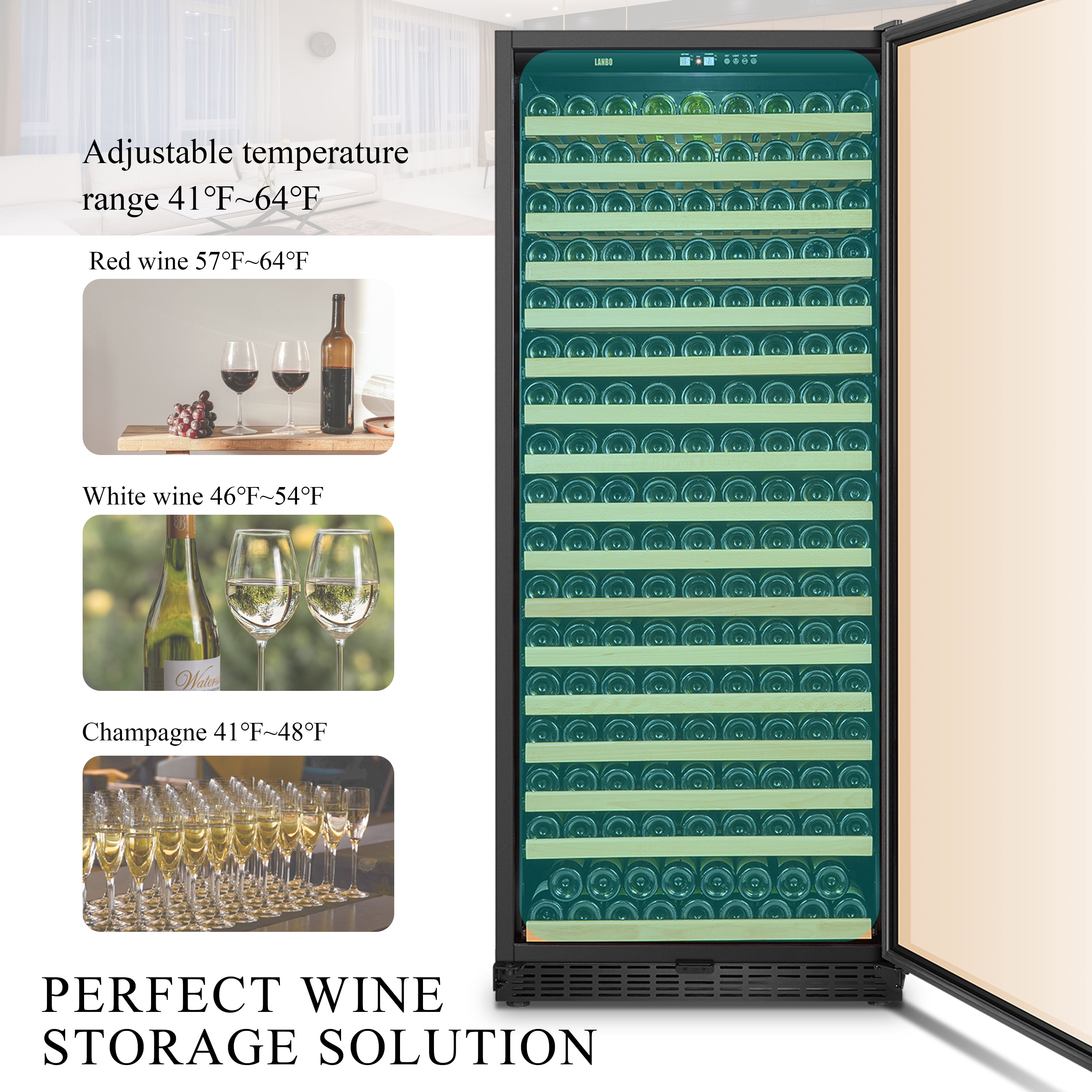 Lanbo 289 Bottle Built-in Single Zone Wine Cooler 32 inch Width