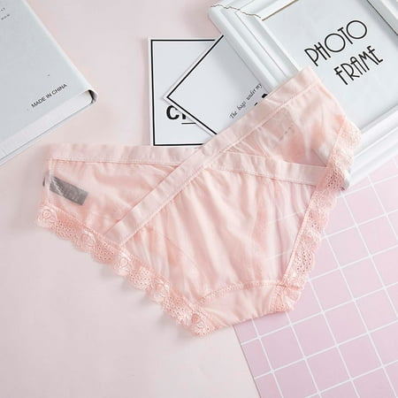 

UoCefik Bikini Underwear for Women Sexy Low Rise Sheer Thong Soft Bow Lace Panties Pink M