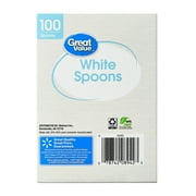 Great Value White Plastic Disposable Spoons, 100 Count