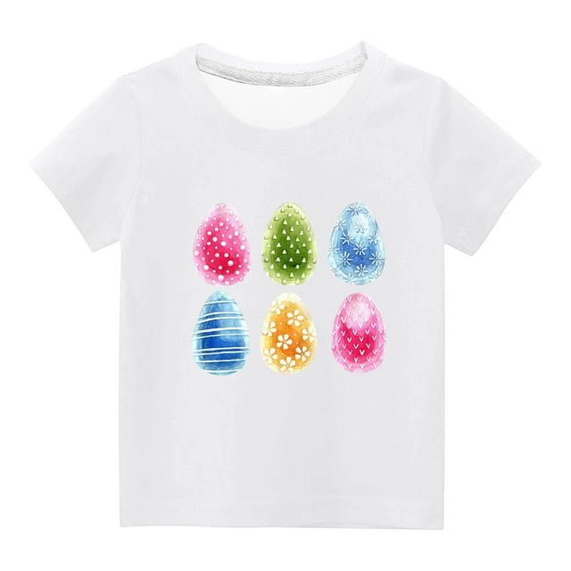 Cadeaux de Pâques pour Garçons, Cadeaux de Pâques pour Enfants, Tout-Petits Garçons Filles Imprimé Œufs de Pâques Mignons Col Rond Manches Courtes, Cadeaux pour Filles Tout-Petits, Shorts pour Filles
