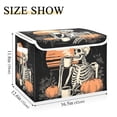 thumbnail image 3 of Foldable Fabric Storage Bin With Handle Collapsible Basket Box Storage With Lid Organizer Skeleton Drinking Coffee, 3 of 7