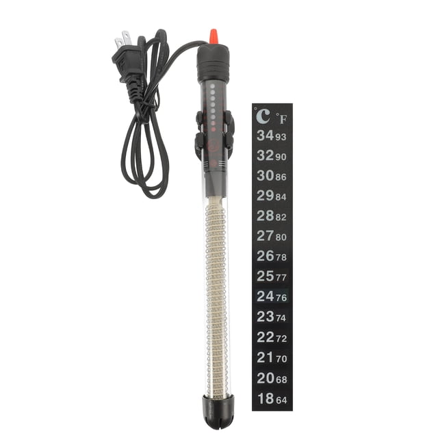 EeaseMX Calentador de acuario sumergible de vidrio profesional de 2 piezas, 300 W, con termómetro de parche y enchufe estadounidense.