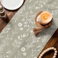 thumbnail image 3 of Gray Green Flowers Table Runner 90 Inches, Spring Summer Farmhouse Botanical Bed Runner Dresser Scarves Tabletop for Indoor Outdoor Parties/Ceremony/Banquet, 13" x 90", 3 of 9