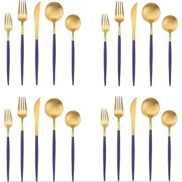 Matte White Gold Silverware Set, Oliviola 20-Piece Stainless Steel Flatware  Cutlery Set Service for 4, Satin Finish Kitchen Utensil Set, Dishwasher