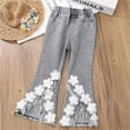 thumbnail image 4 of Otqutp Children Pull On Joggers Toddler Denim 3d Flower Print Pants Baby Girls Trousers Ruffles Lace Jeans For Kids 3 To 12 Years, 4 of 6