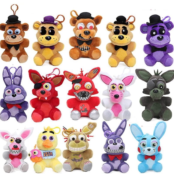 14cm Fnaf Foxy Chica Bonnie Freddy Dorado Pesadilla Fredbear Llavero De Oso Cinco