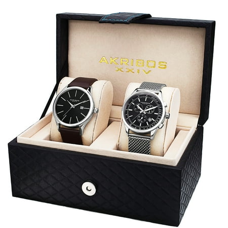Akribos Xxiv Mens Automatic Watch - Akribos XXIV Men's Quartz Chronograph Strap/ Bracelet Watch Set