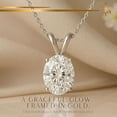 thumbnail image 4 of 14K Solid White Gold Lab Grown Moissanite Oval Cut Solitaire Pendant | Double Loop Bail | 8x6mm 1.25 CTW | 16-18" Adjustable Cable Chain Necklace | Luxury Gift, Birthday, Anniversary, Mothers Day, 4 of 7