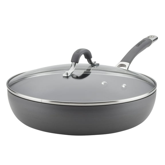 Circulon Radiance 12" Hard Anodized Nonstick Deep Frying Pan with Lid, Gray