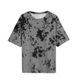 thumbnail image 4 of Uootdi Women's Tees Round Neck Short Sleeve Tie Dye Print Solid Casual Tops Daily Wear Style Soft Stretchy Loose Fit Shirts Gift, 4 of 9