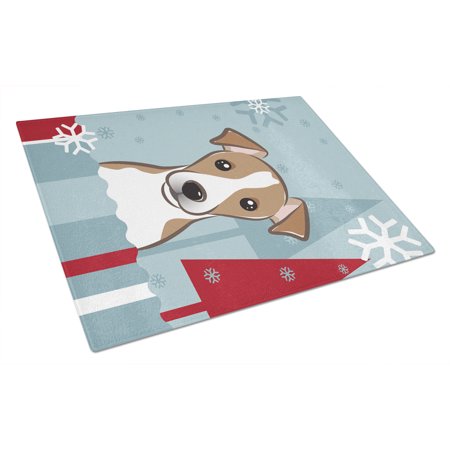 

Caroline s Treasures Winter Holiday Jack Russell Terrier Glass Cutting Board Large