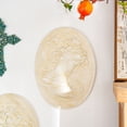 thumbnail image 5 of Sungmor Vintage Cast Iron Wall Art Decor, Oval-shaped Ornate Classical Woman Relief Plaque, Decorative Wall Ornament Antique Sculpture for Home or Garden, Rustic White Finish, 5 of 8