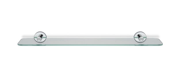 Croydex Metra Flexi-Fix Screw or Glue Glass Bathroom Shelf in Chrome (23.2 x 5.3 x 2.1 in)