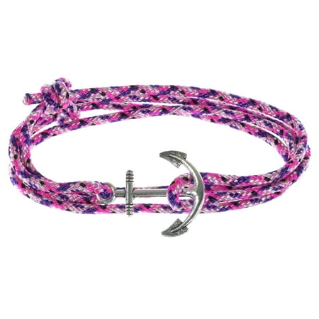 Men's Adjustable Nautical Anchor and Fish Hook Wrap Cuff Bracelets - Available in a Variety of Finishes and Colors - Made of Nylon Rope
