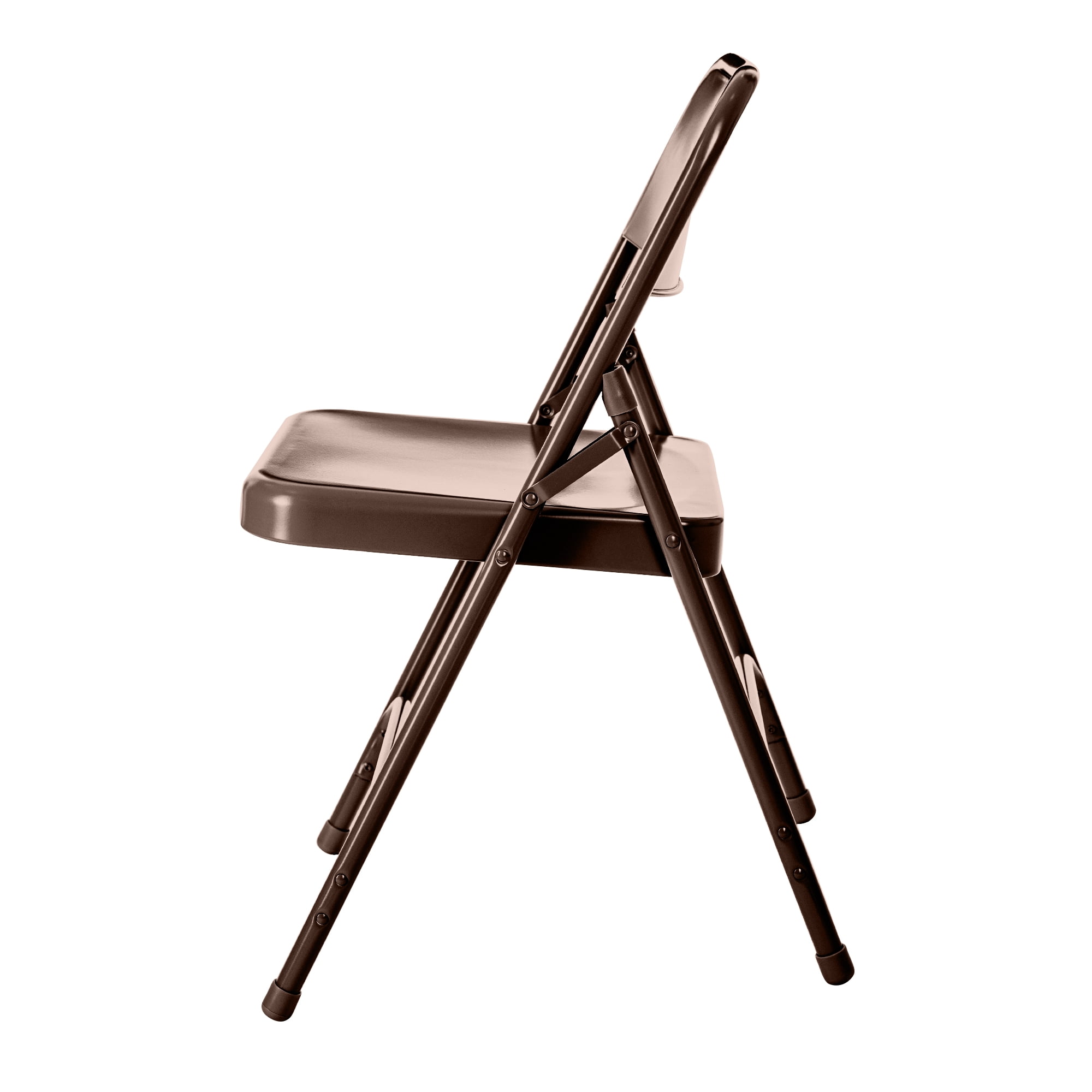 Hampden Furnishings Bernadine Collection Steel Double Hinge Folding Chair, Brown, 4 PACK