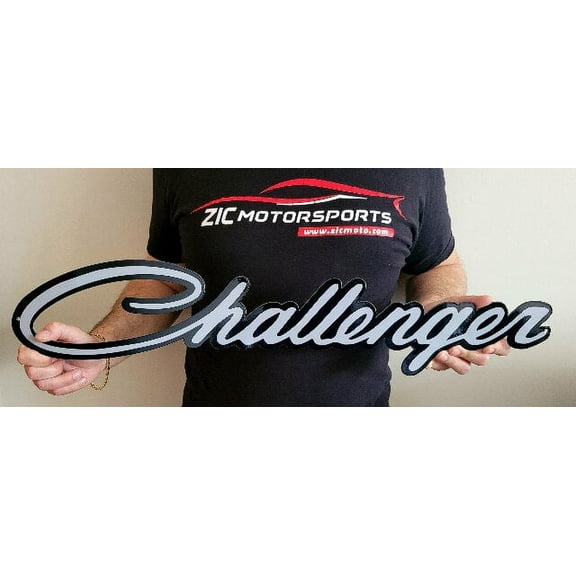 Dodge Challenger Script Steel Sign - Gray