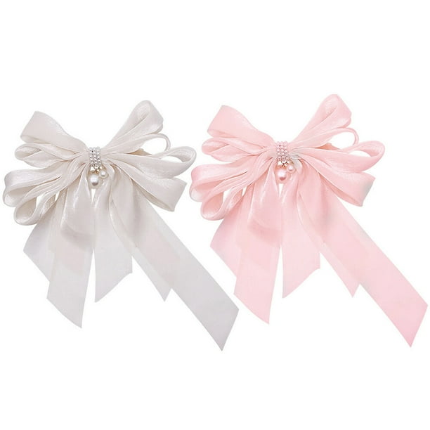 2 pinzas para el pelo con perlas, lazos grandes, pasadores para el pelo, accesorios para el cabello para mujer