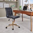 thumbnail image 7 of Duhome Armless Home Office Chair, Faux Leather Black Desk Chair Computer Chair Task Chair with Wheels, Black and Gold, 7 of 7