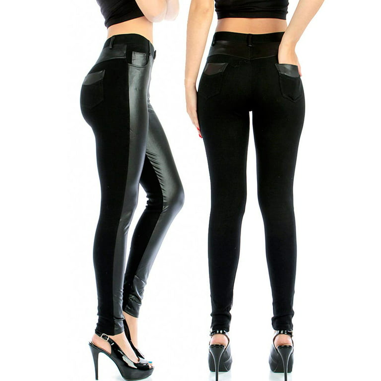 AFYH High Waist Stretch Leather Pants, Ladies Shiny Disco Leggings  One-piece open back sexy lace openwork, glamorous temptation for KTV dance  lingerie,L : : Fashion
