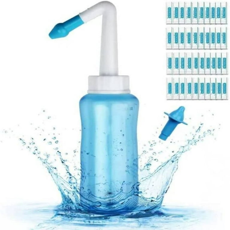 Nasal Rinse, Nasal Irrigation Wash Bottle 300ml, Neti Pot Kit For Adult &  Kid With Nasal Wash Salt 30 Pack