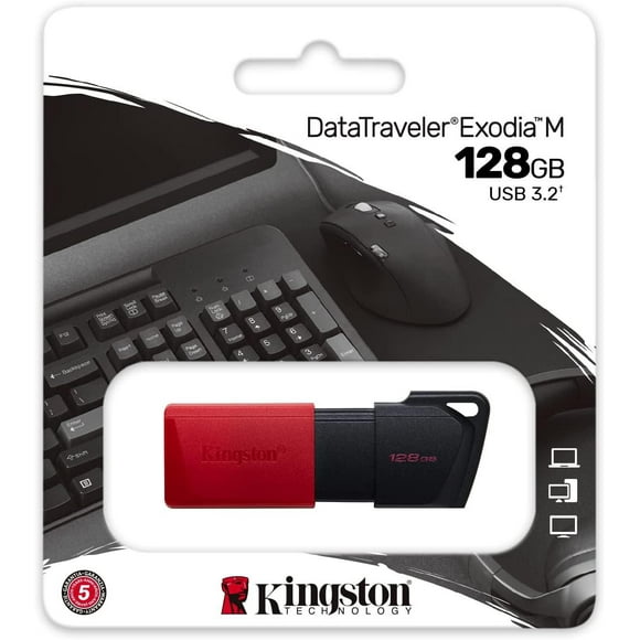 Kingston DataTraveler Exodia M USB 3.2 Flash Drive - 128GB - (Black + Red) (DTXM/128GBCR)
