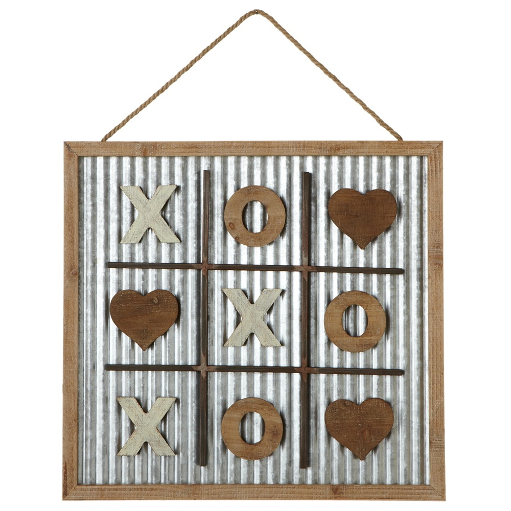 Pack of 2 TicTacToe with Heart, X and O Wall Art Decor 24.25