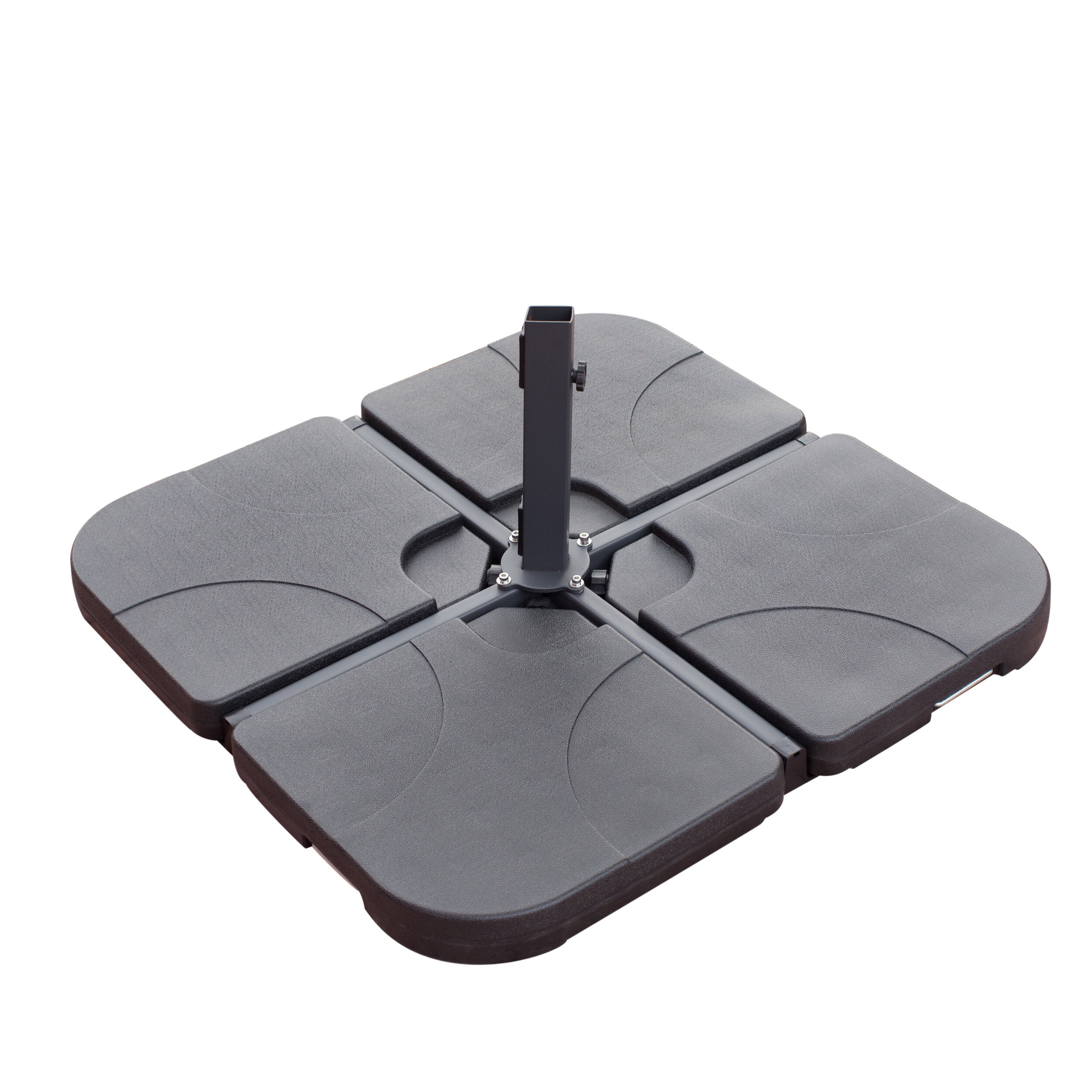 4-Piece Cantilever Offset Patio Umbrella Base Stand, Fills Up to 160lbs Sand or Water Square Patio Umbrella Stand Black
