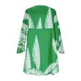 thumbnail image 4 of Wycnly Formal Dresses for Women Fashion Batwing Sleeve High Waist Irregular Swing Mini Dresses Long Sleeve V-Neck Leaves Print 2024 Summer Short Dress Green m, 4 of 7