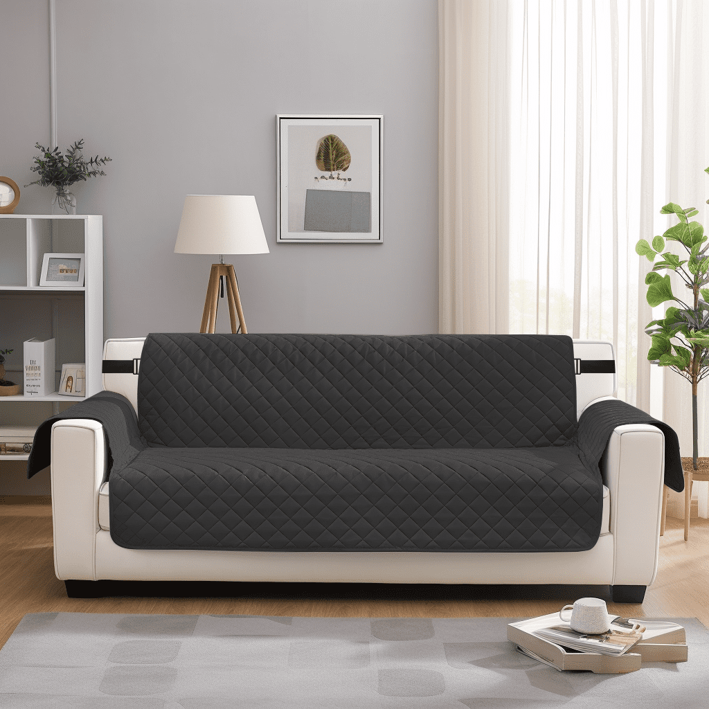 NEWEEN 100% Waterproof Sofa Cover Machine Washable Reversible Couch Cover Non Slip Furniture Protector Slipcover for Dogs, Children, Pets, Chair Size, Black