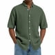 thumbnail image 1 of Blusa y camisa de manga corta con cuello vuelto para hombre, color liso, informal, a la moda, de manga corta, con cuello vuelto y botones, blusa de poliéster para hombre., 1 of 6