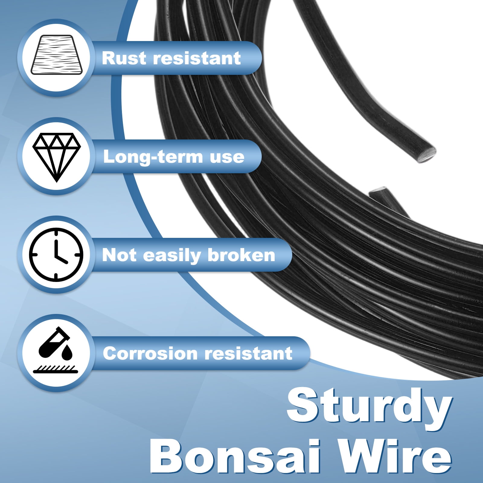 Uxcell 3 Roll Bonsai Wire 1/2/3mm Each Roll 32.8ft (10m) Anodized Aluminum Bonsai Wire for Gardening Tree Branch Fixing DIY Crafting, Black