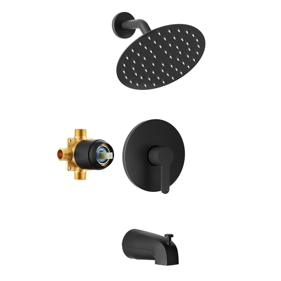 Juego de grifos de ducha HoliSpa para bañera, color negro mate, 20 cm, color lluvia