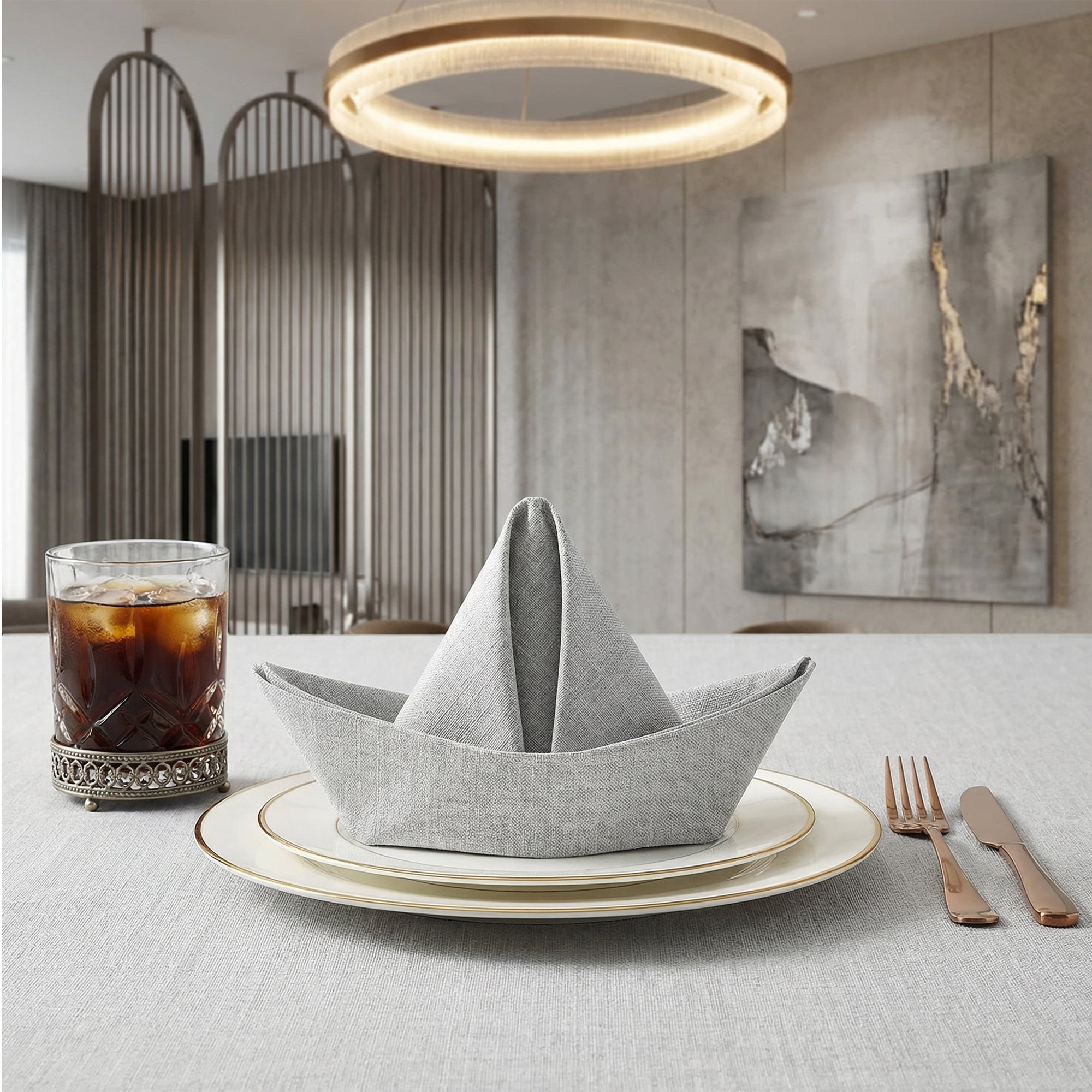 Unique Bargains 6Pcs Dinner Use Cotton Cloth Napkins Light Gray 20x20inch