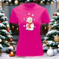 thumbnail image 3 of Playera Blusa Con Estampado De Muñeco De Nieve Navidad Color Fucsia Talla Mediana Marca Emil SaEs, 3 of 4