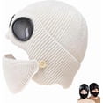 thumbnail image 4 of 3-in-1 Unisex Knitted Goggles Beanie, Winter Ski Beanie Hat with Goggles and Detachable Mask, Winter Warm Hat, 4 of 5