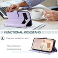thumbnail image 5 of Allytech Google Pixel 8 Slim Wallet Case, Luxury PU Leather Kickstand Case with Detachable Shoulder & Wrist Strap, Cash Card Slots Magnetic Clasp Shockproof Case for Google Pixel 8 - Purple, 5 of 9