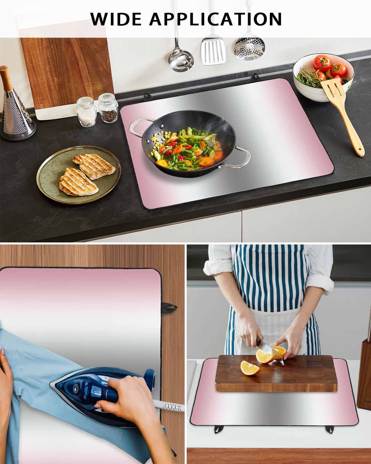 nqOlkjepod Large Induction Cooktop Protector Mat 24"x21", Pink Grey Stove Top Covers for Electric Stove, Gray Farmhouse Modern Rustic Decorative Stove Burner Cover Mats, Glass Top Stove Cover