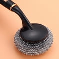 thumbnail image 5 of Dishwashing Brush, Steel Wool Dish Scrubber, Stainless Steel Dish Brush with Long Handle, for Cleaning Dishes, Cast Iron, Stock Pots, Pans, Griddles, Grills, 5 of 9
