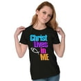 thumbnail image 3 of Christ Lives in Me Christian Faith Womens Slim Fit Graphic Tee Brisco Brands S, 3 of 5