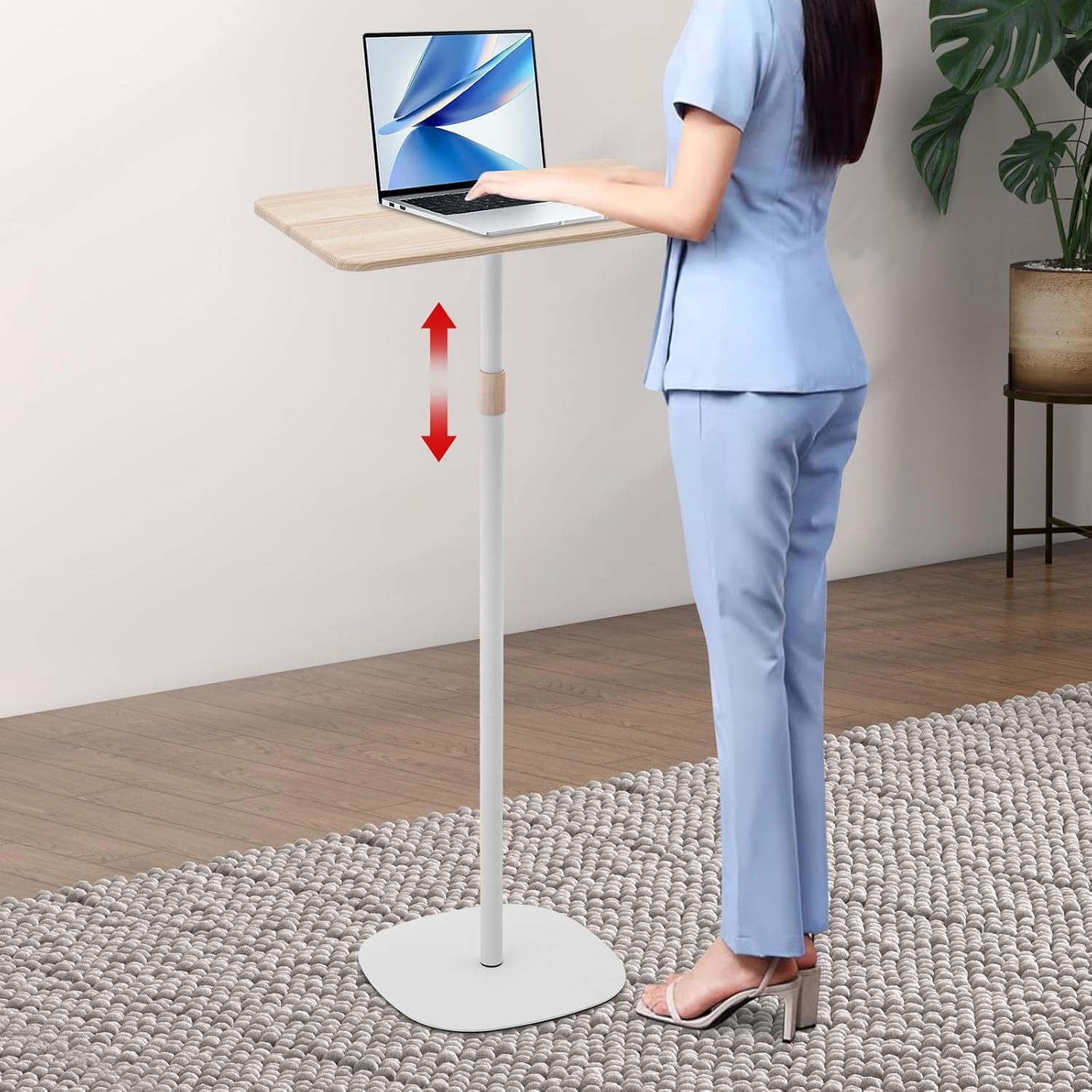 DERCLIVE Portable Laptop Floor Stand, Bedside/Sofa Table with Height Adjustable 18''~47'', Projector Stand, Teacher Podium for Home, Office, Classroom