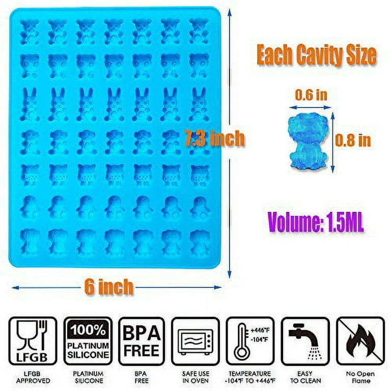  Eolilim 5PCS Mini Gummy Silicone Molds with 2 Droppers,  Nonstick Gummies Molds Silicone, Candy Molds Silicone Easy to Clean,  Durable Gummy Molds for Edibles : Everything Else